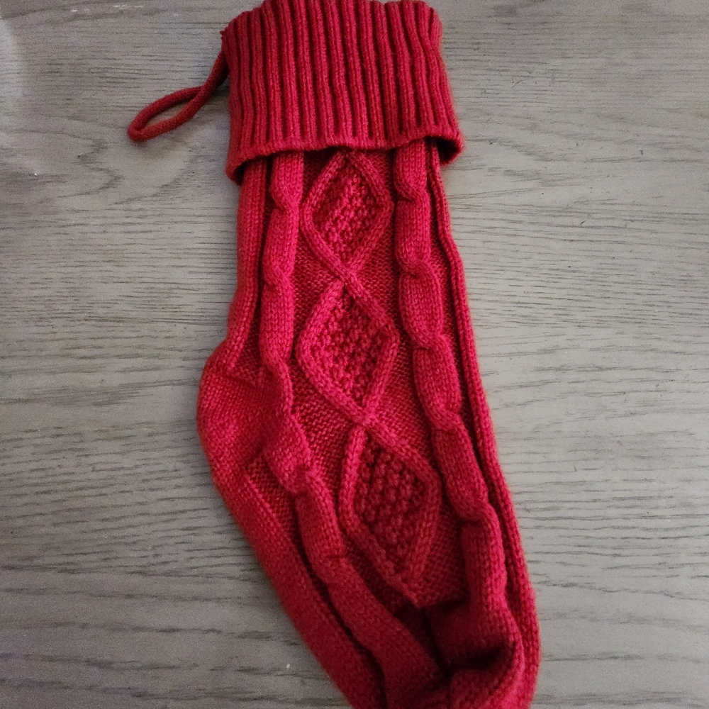 Red Cable Knit Holiday Stocking - Unbranded